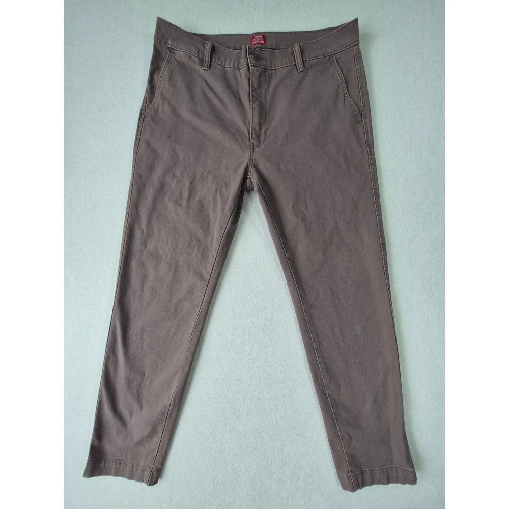 Levis XX Chino Standard Taper Pants Mens 34x30 Charcoal Grey Brown Twill Casual
